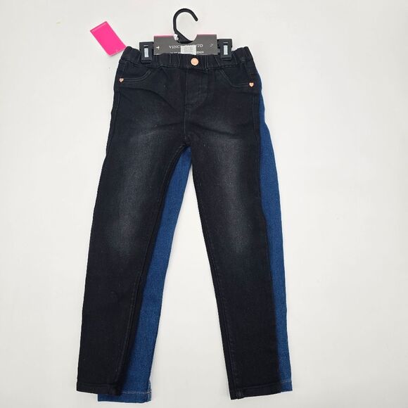 Vince Camuto Kids 2 Piece Denim Blue and Black Jeggings Size 6X - Picture 2 of 4
